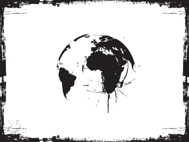 World map globe ink splatter vector illustration