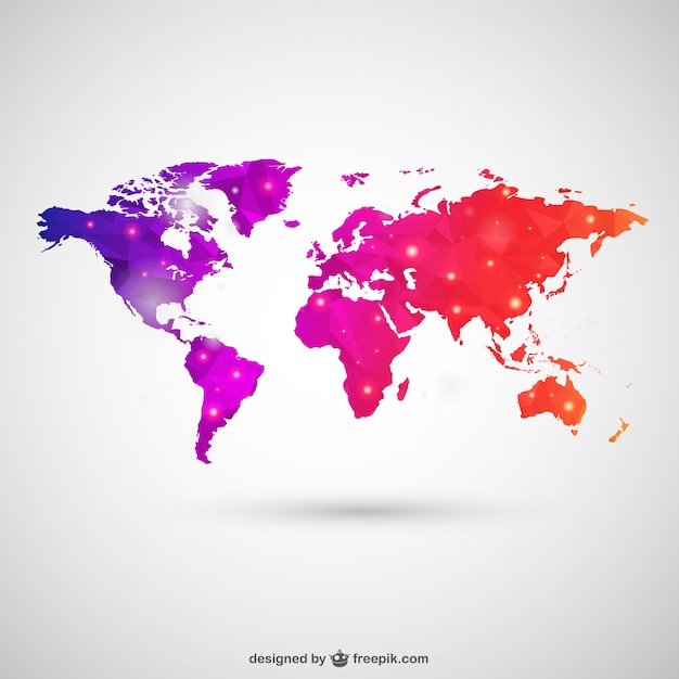 Бесплатное векторное изображение Карта мира в многоугольной стиле