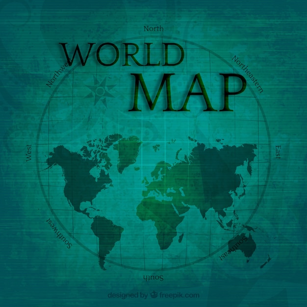Бесплатное векторное изображение Карта мира в винтажном стиле