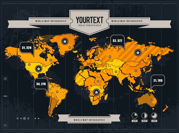 Vettore gratuito progettazione infografica della mappa del mondo