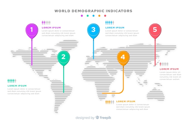 Vettore gratuito destinazione del segno di infografica mappa mondo