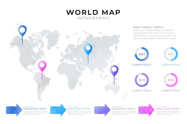 Инфографика карта мира с диаграммой