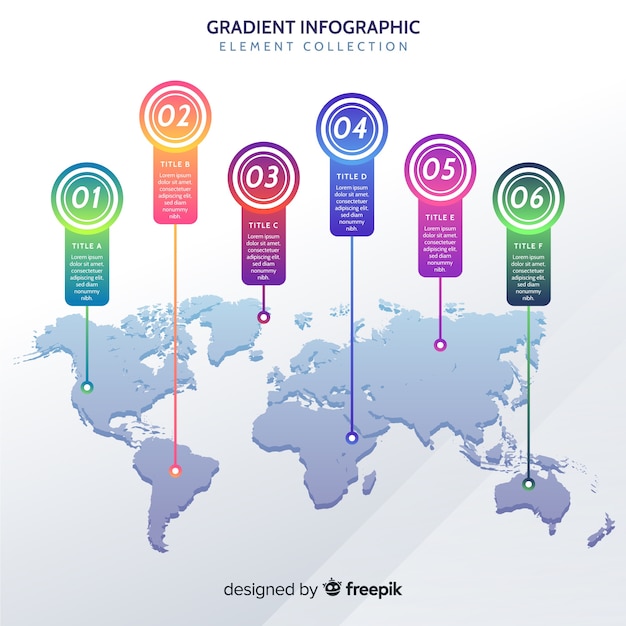 Vettore gratuito mappa del mondo professionale infografica