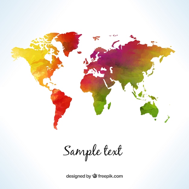 Free vector world map in watercolor style