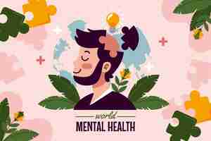 Free vector world mental health day flat design background