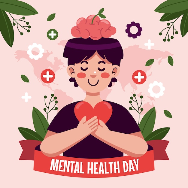 Free vector world mental health day flat design illustration