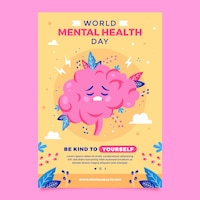 World mental health day flat design vertical flyer template