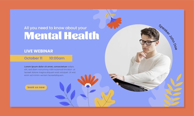 Free vector world mental health day flat design webinar template