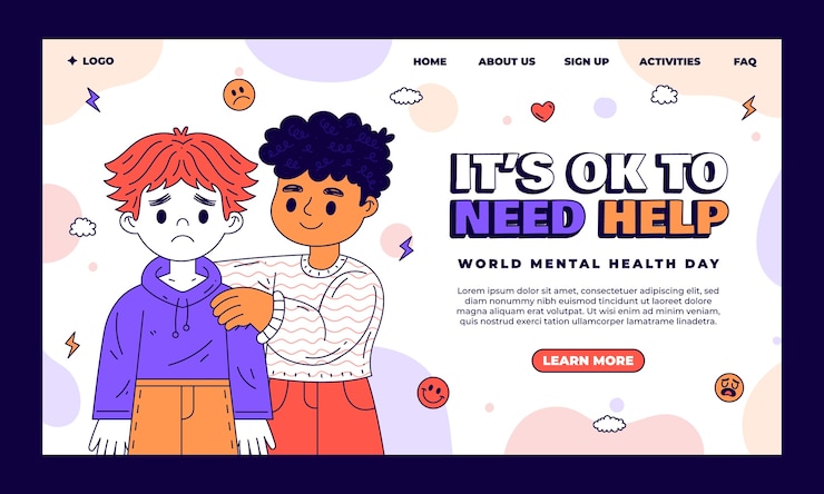 Free Vector world mental health day hand drawn landing page template