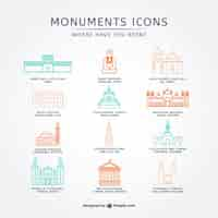 Free vector world monuments icons