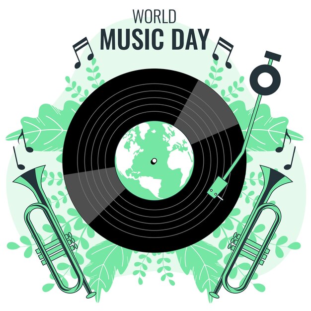 Free vector world music day concept illustration