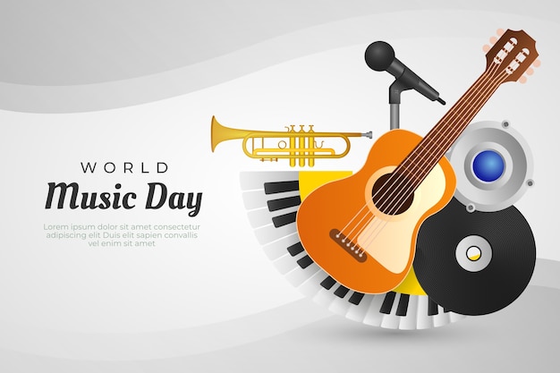 Бесплатное векторное изображение Всемирный день музыки градиентный фон