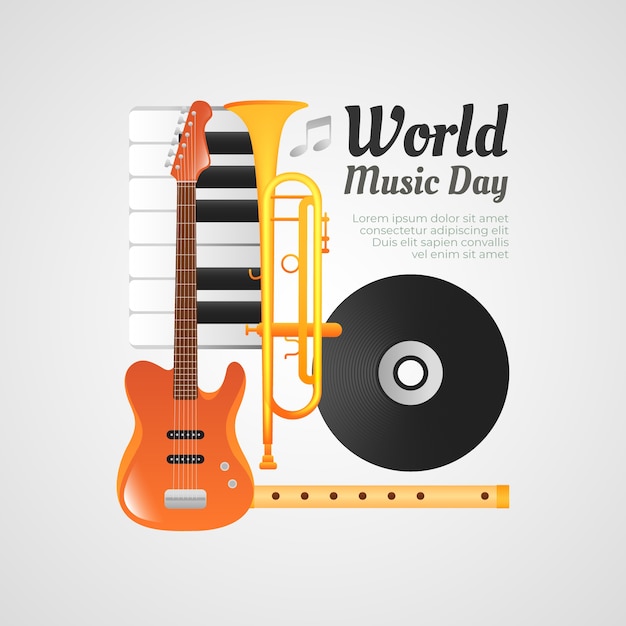 Free vector world music day gradient illustration