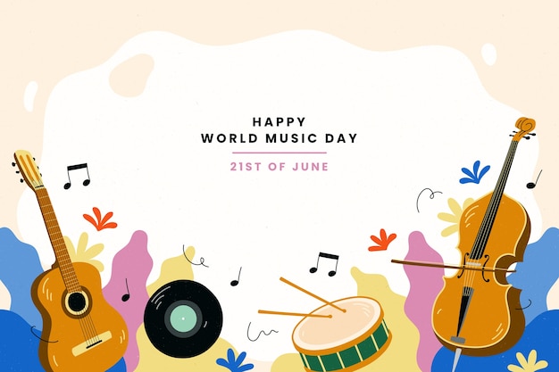 Vettore gratuito fondo disegnato a mano della giornata mondiale della musica