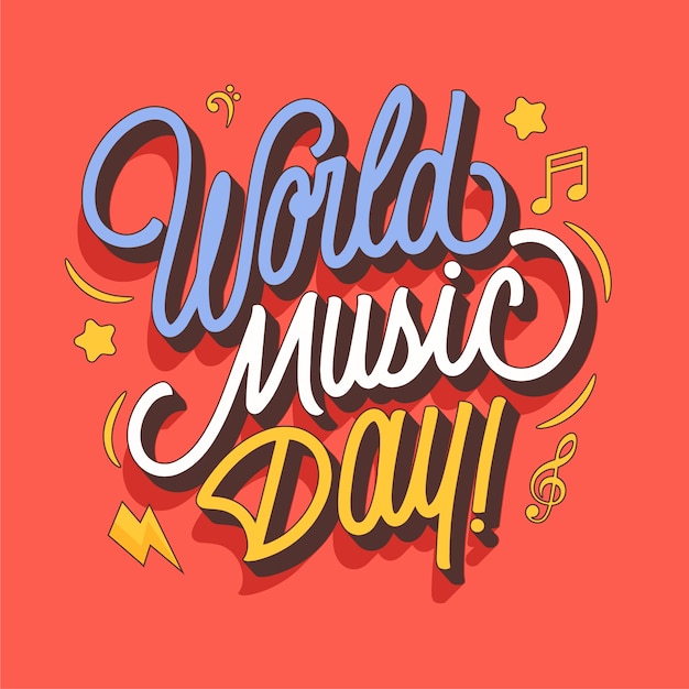 World music day lettering
