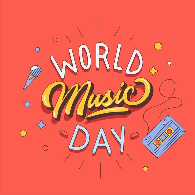 World music day lettering