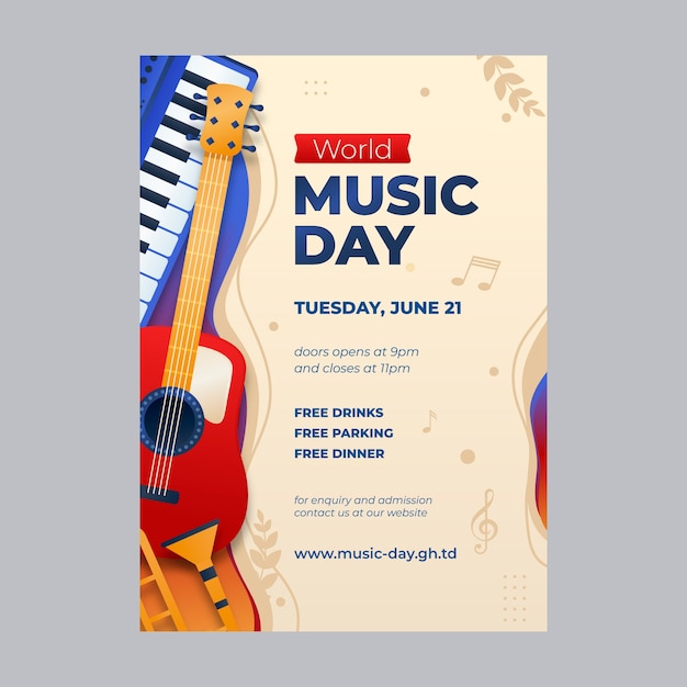 Всемирный день музыки с плакатом инструментов