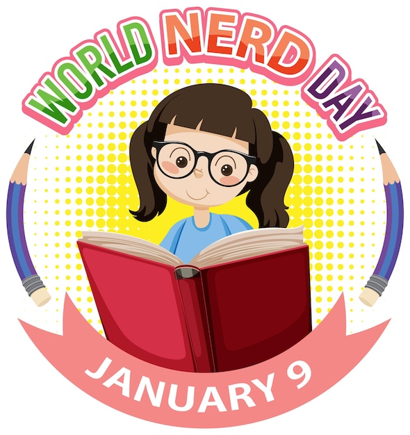 Free vector world nerd day banner design