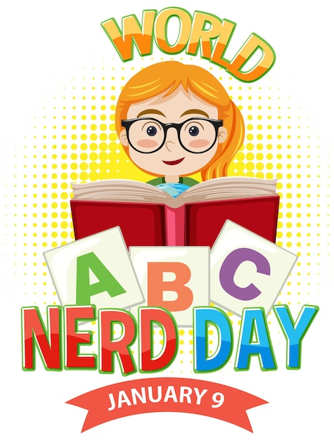 Free vector world nerd day banner design