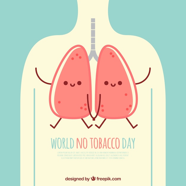 Vettore gratuito giornata mondiale senza tabacco illustrazione del polmone