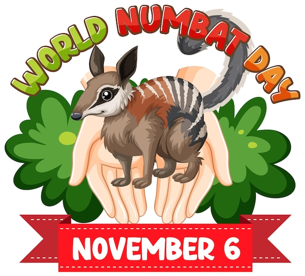 Vettore gratuito logo della bandiera della giornata mondiale del numbat