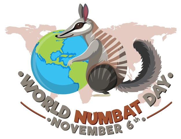 Vettore gratuito concetto di logo della giornata mondiale del numbat