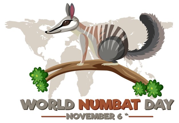 Vettore gratuito concetto di logo della giornata mondiale del numbat