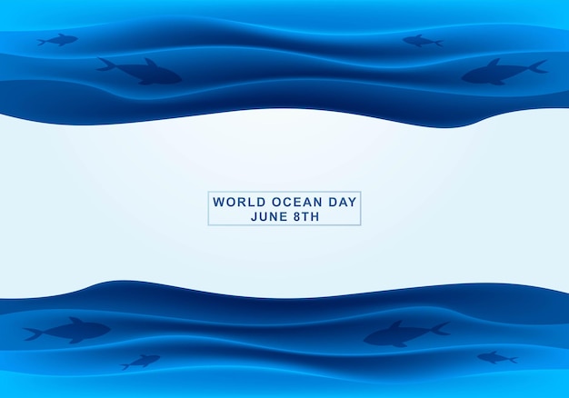 Free vector world ocean day blue wave background