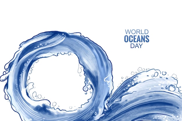 Бесплатное векторное изображение Празднование дня мирового океана на фоне морских океанских волн