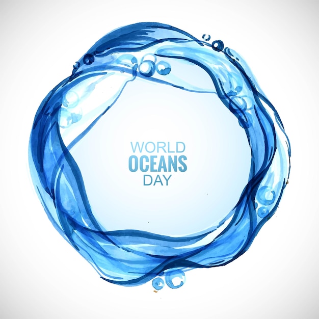세계 바다의 날 축하 바다 원형 파도 배경