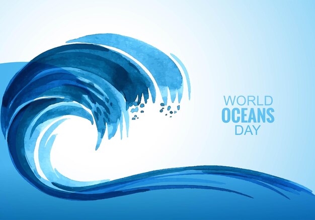 World ocean day celebration on sea ocean wave background