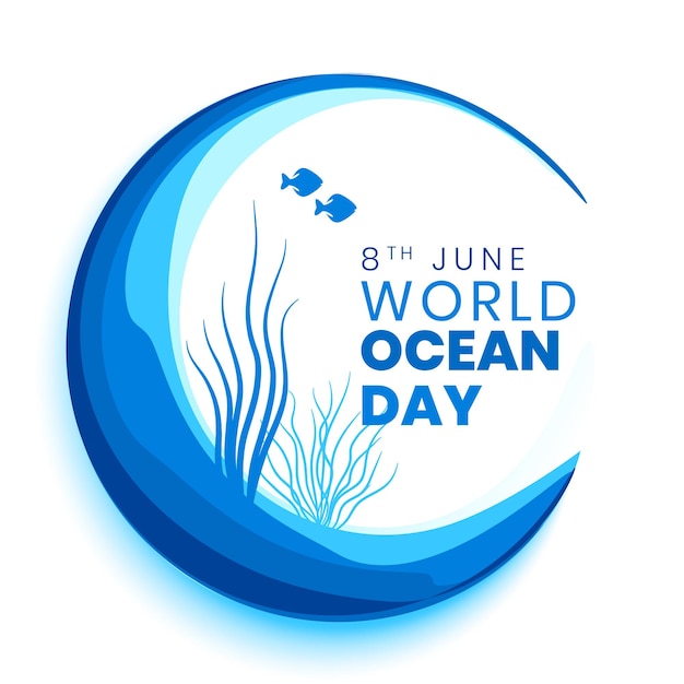 World ocean day poster with fishes and coral reef