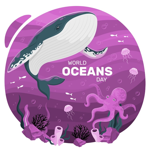 World ocean's day concept illustration