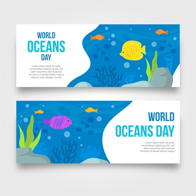 World oceans day banner concept