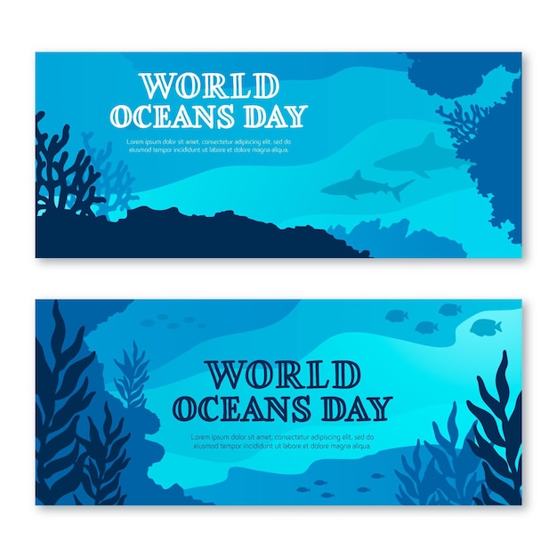 Free vector world oceans day banner concept