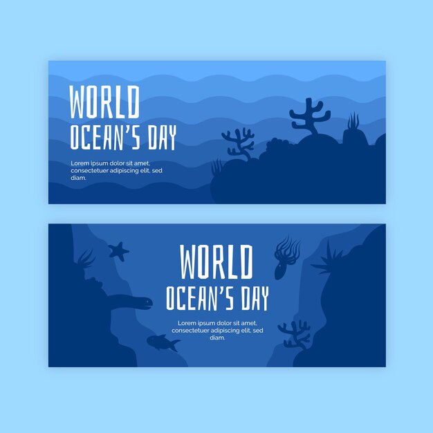 フラットなデザインの世界海の日バナー