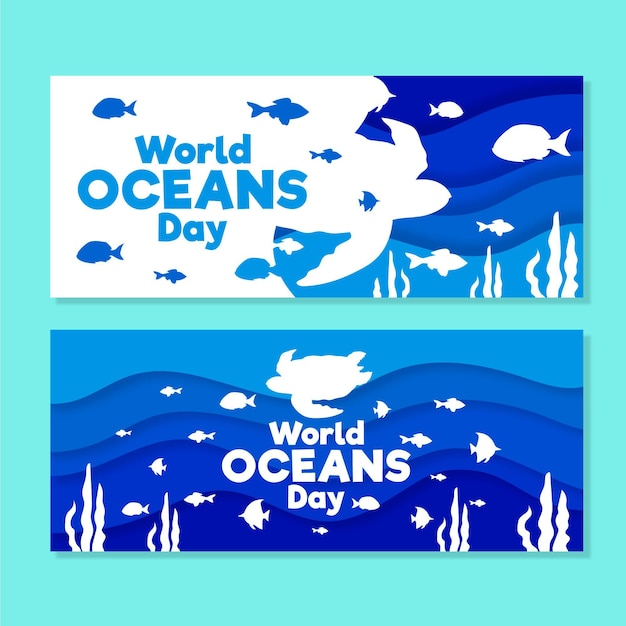 Concetto disegnato bandiere di giorno di oceani del mondo