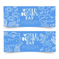 World oceans day banners template