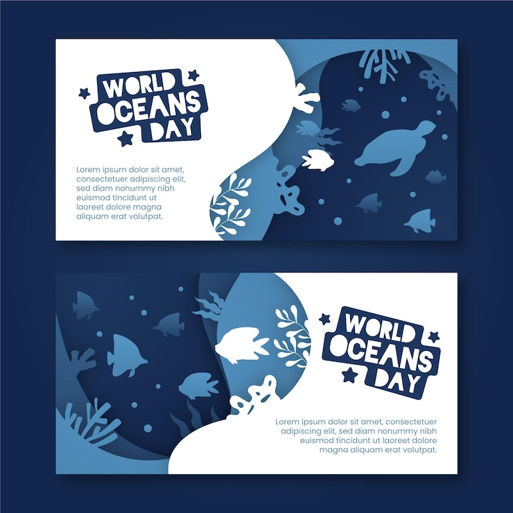 Free Vector world oceans day banners