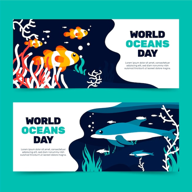 World oceans day banners