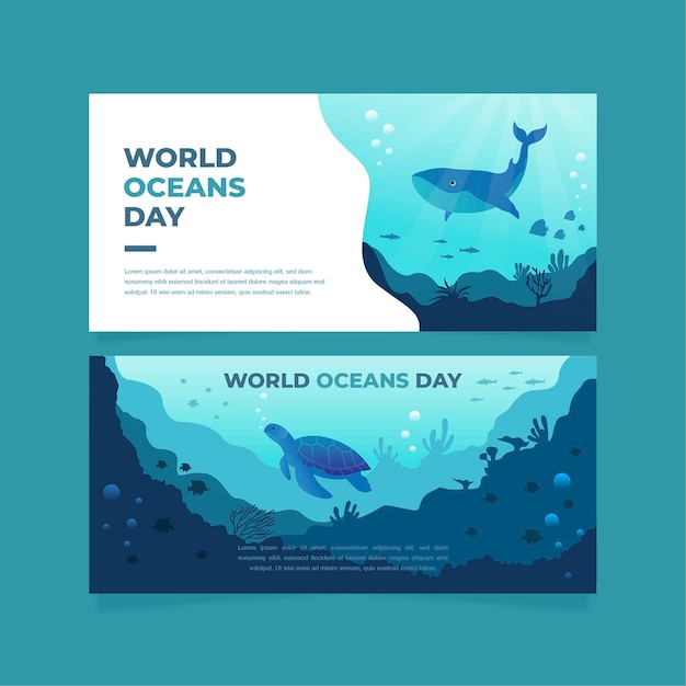World oceans day banners