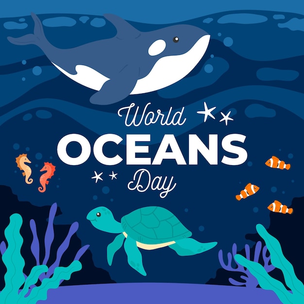 Free vector world oceans day concept