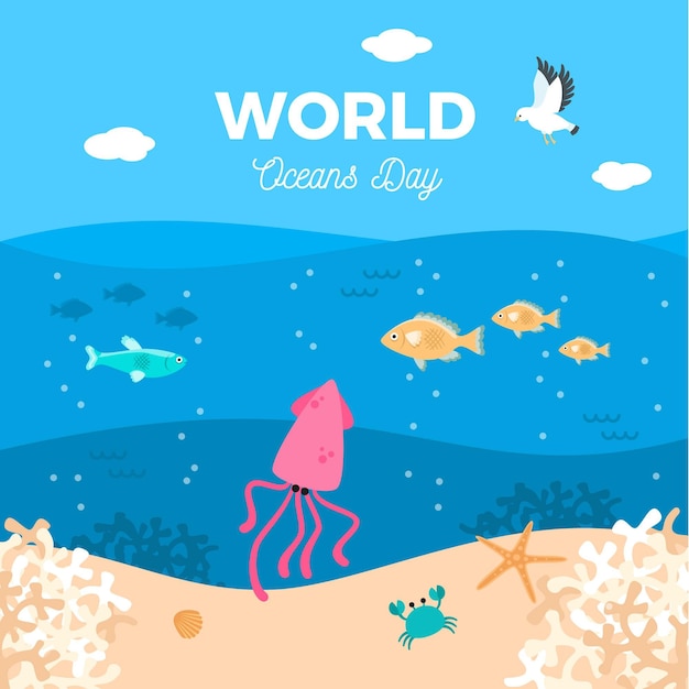 Free vector world oceans day concept