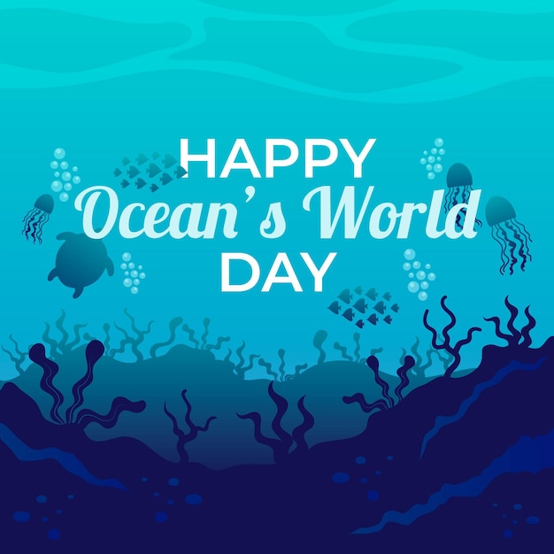 Free vector world oceans day concept