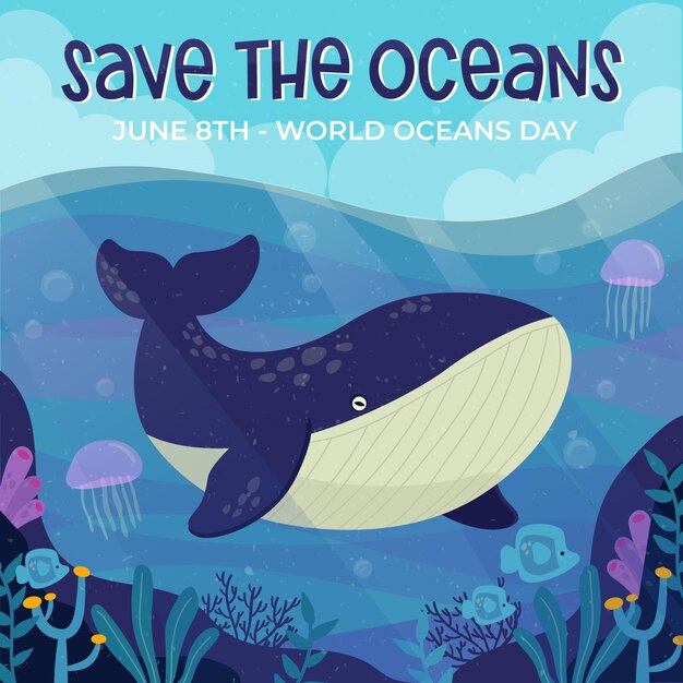 Free Vector World Oceans Day Draw