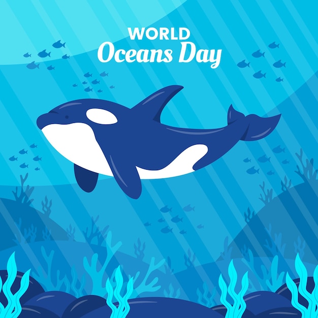 Free vector world oceans day drawing concept