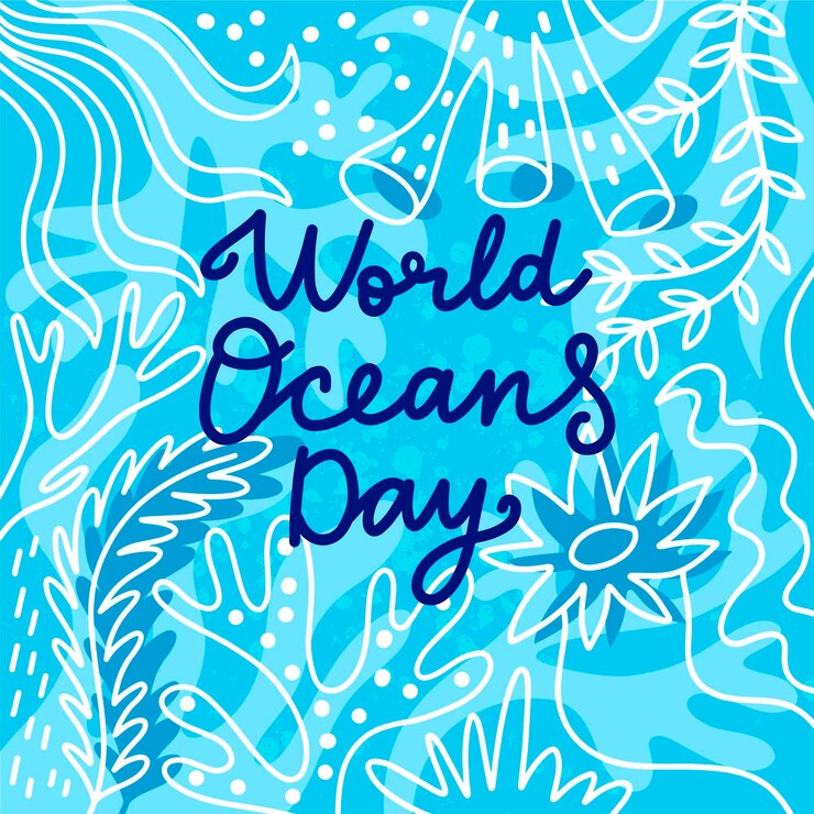 Free Vector world oceans day drawing design