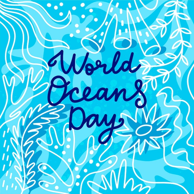 World oceans day drawing design