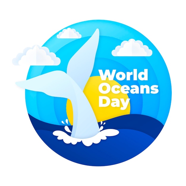 World oceans day event in paper style