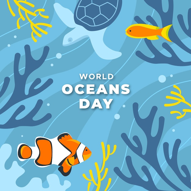 Всемирный день океанов плоский дизайн